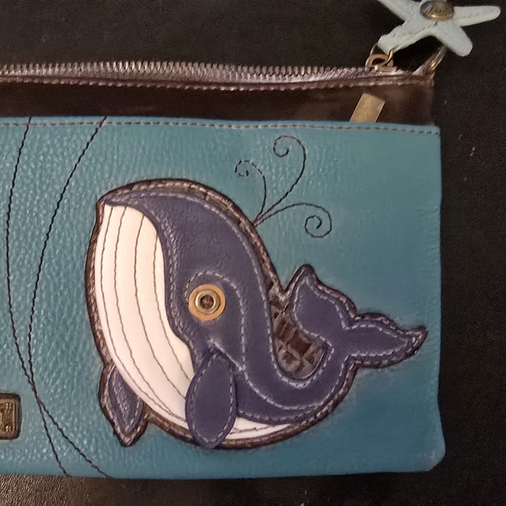 Blue Whale Embroidered Clutch